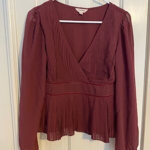 Lucky Brand Burgundy Pleated Women's Top